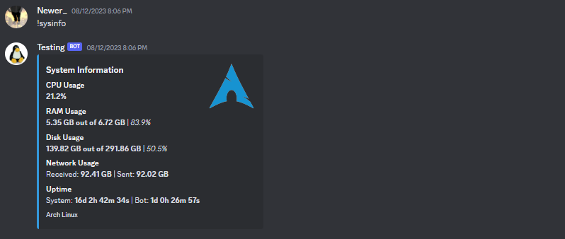 Discord Shell Bot Screenshot